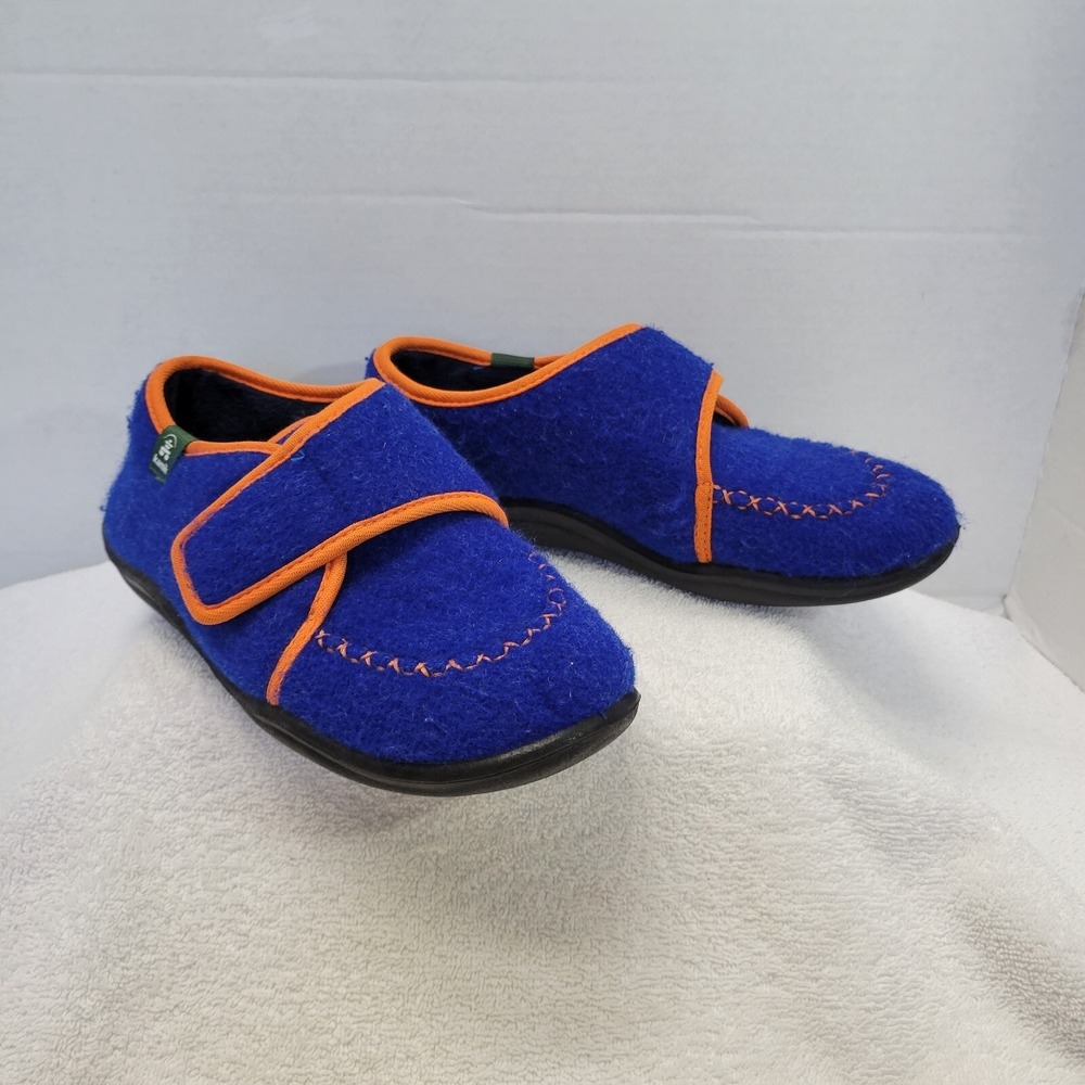 Kamik Touch Top Flap Blue & Orange Trim Comfort Quality Big Kid Sz 4 Slippers